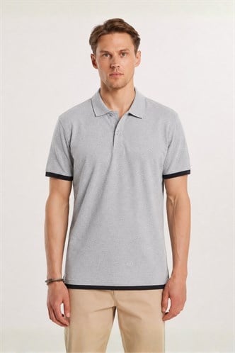 Gri Basic Polo Yaka Tişört 5885
