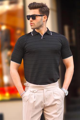 Siyah Polo Yaka Erkek Tişört 6894