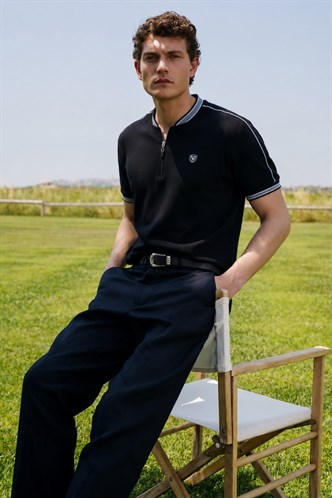 Madmext Men Black Polo T-Shirt 9281