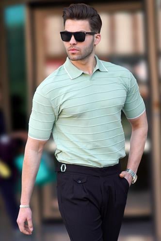 Mint Yeşili Polo Yaka Erkek Tişört 6894