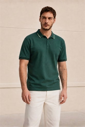 Koyu Yeşil Polo Yaka Erkek Tişört 6113