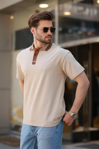 Bej Polo Yaka Erkek T-shirt E7147