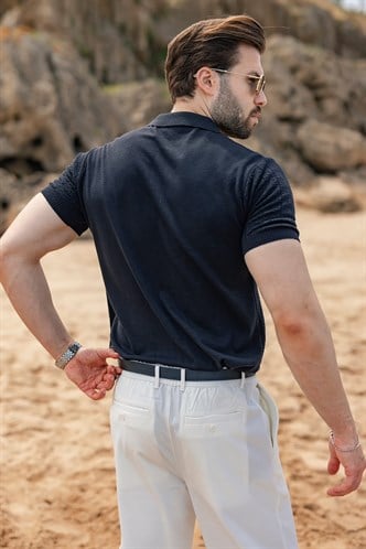 Antrasit Regular Fit Polo Yaka Triko Erkek Tişört E7503