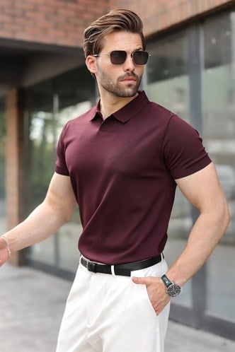 Mürdüm Regular Fit Polo Yaka Triko Erkek Tişört E7502