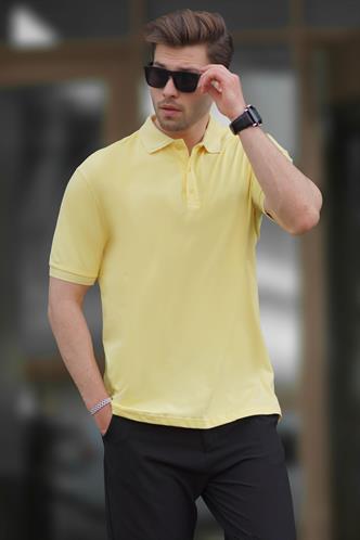 Sarı Overfit Kısa Kollu Polo Yaka Erkek Tişört 7029