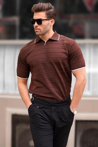 Kahverengi Polo Yaka Erkek Tişört 6894