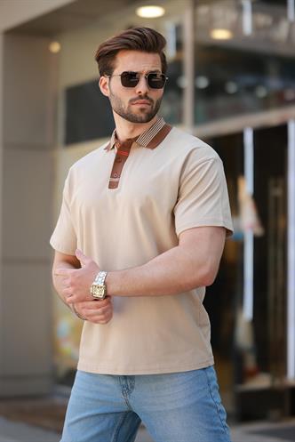 Bej Polo Yaka Erkek T-shirt E7147