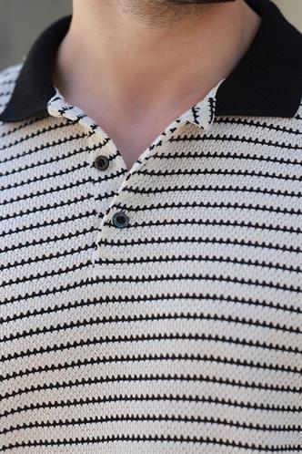 Siyah Polo Yaka Triko Erkek T-shirt E7139