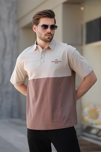Sütlü Kahverengi Polo Yaka Erkek Tişört E7116