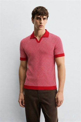 Madmext Men Red Polo T-shirt 5077
