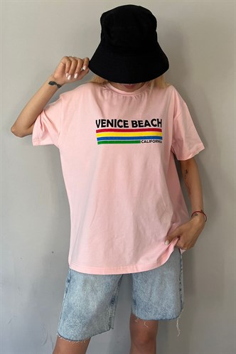 Pink Printed Over Fit T-Shirt MG1516