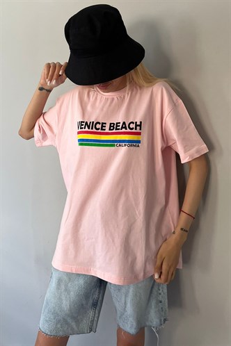 Pink Printed Over Fit T-Shirt MG1516