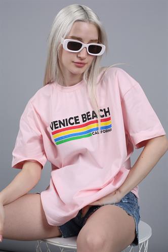 Pink Printed Over Fit T-Shirt MG1516