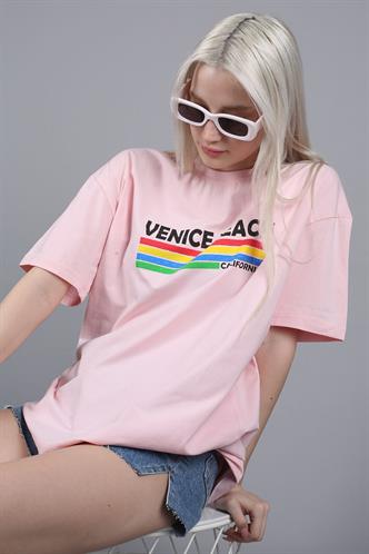 Pink Printed Over Fit T-Shirt MG1516