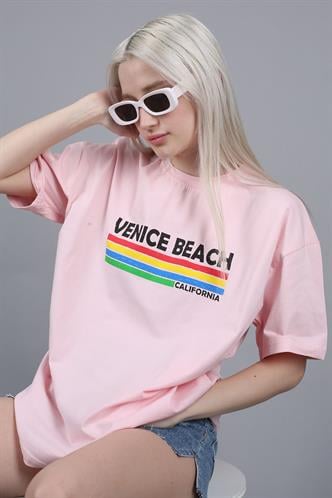 Pink Printed Over Fit T-Shirt MG1516