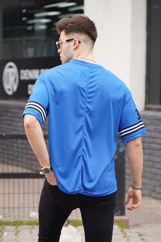 Saks Baskılı Oversize Erkek Tişört