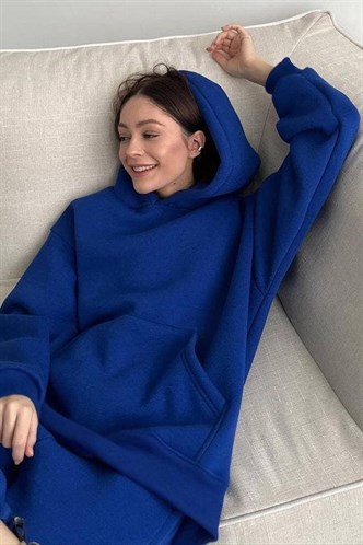 Saxe Blue Oversize Hoodie Tracksuit MG1609