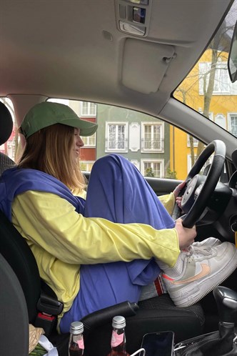 Sarı Basic Bisiklet Yaka Kadın Sweatshirt MG1676