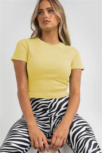 Sarı Basic Crop Kadın Tişört MG1772