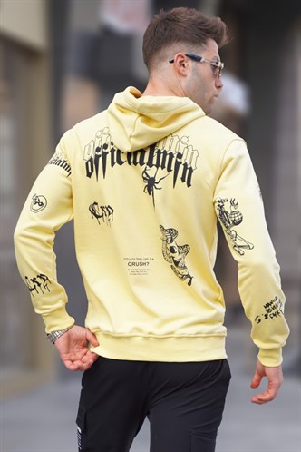 Sarı Baskılı Kapüşonlu Sweatshirt 5895