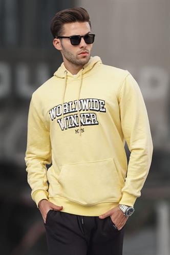 Sarı Baskılı Kapüşonlu Sweatshirt 6149