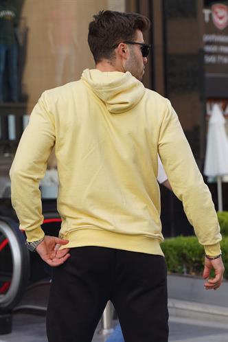 Sarı Baskılı Kapüşonlu Sweatshirt 6149