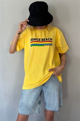 Yellow Printed Over Fit T-Shirt MG1516