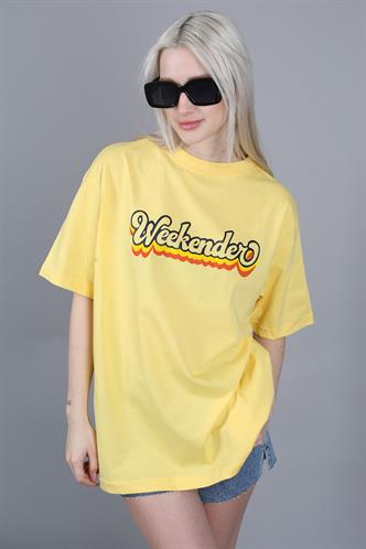 Women Printed Oversize Yellow T-Shirt