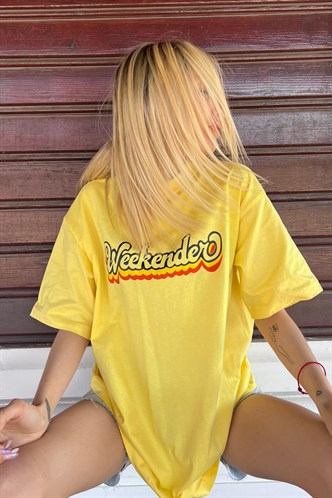 Women Printed Oversize Yellow T-Shirt