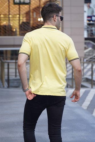 Sarı Çizgili Polo Yaka Tişört 5869
