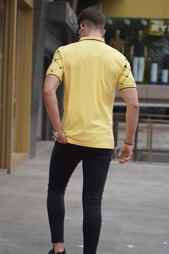 Sarı Düğmeli Polo Yaka Erkek Tişört 5867