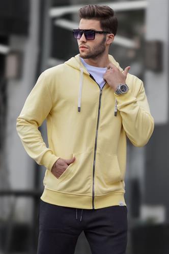 Sarı Fermuarlı Kapüşonlu Sweatshirt 6161