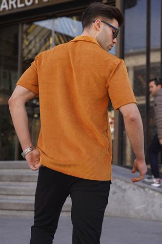 Sarı Fitilli Kısa Kol Erkek Gömlek 5594