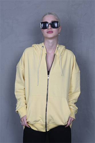 Sarı Kapüşonlu Basic Sweatshirt MG1900