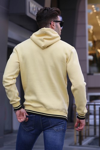 Sarı Nakışlı Kapüşonlu Sweatshirt 6012