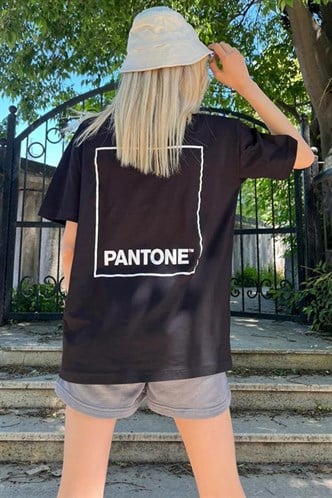 Women Printed Black Over Fit T-Shirt MG1492