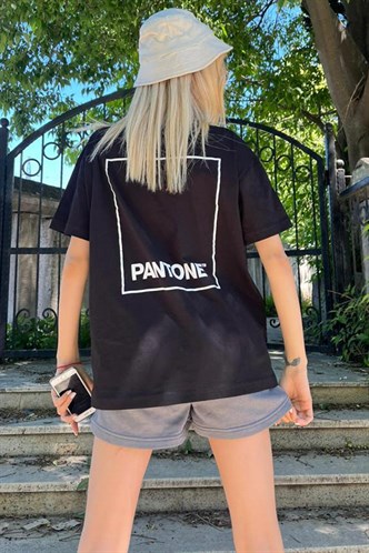 Women Printed Black Over Fit T-Shirt MG1492