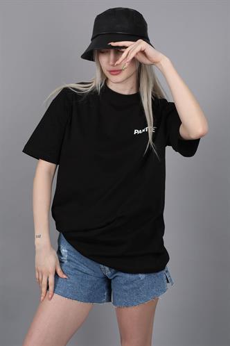 Women Printed Black Over Fit T-Shirt MG1492
