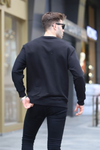Siyah Basic Erkek Sweatshirt 6010