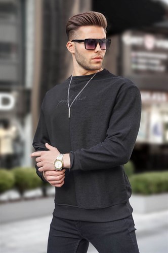 Siyah Basic Erkek Sweatshirt 6010