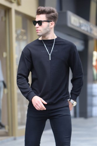 Siyah Basic Erkek Sweatshirt 6010