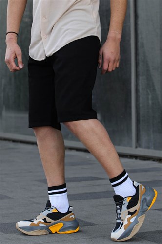 Siyah Basic Kısa Kapri Şort 6346