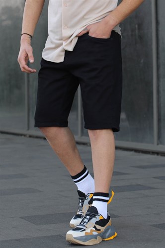 Siyah Basic Kısa Kapri Şort 6346