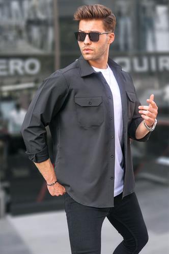 Siyah Basic Regular Fit Erkek Gömlek 6716