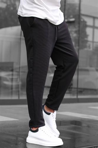 Siyah Basic Waffle Kumaş Erkek Pantolon 6509