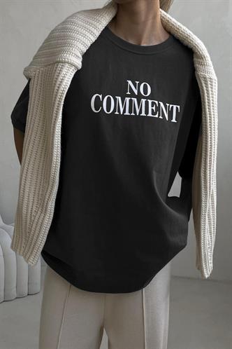 Siyah Baskılı Bisiklet Yaka Kadın Tişört MG1763