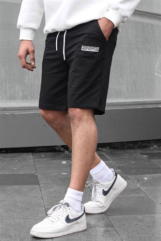 Siyah Baskılı Erkek Kapri Şort 5487