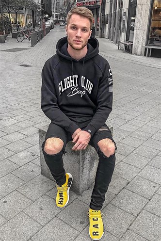 Siyah Baskılı Kapşonlu Sweatshirt 2868