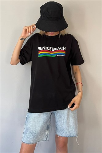 Black Printed Over Fit T-Shirt MG1516