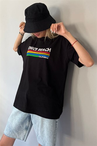 Black Printed Over Fit T-Shirt MG1516